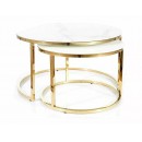 Комплект SIGNAL MUSE II (2 стола журнальных) эффект белого мрамора/золотой